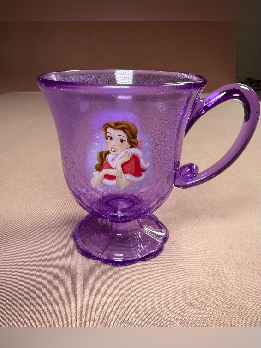 Disney Princess Vintage Beauty and the Beast Bell Purple Plastic Cup Mug 90's